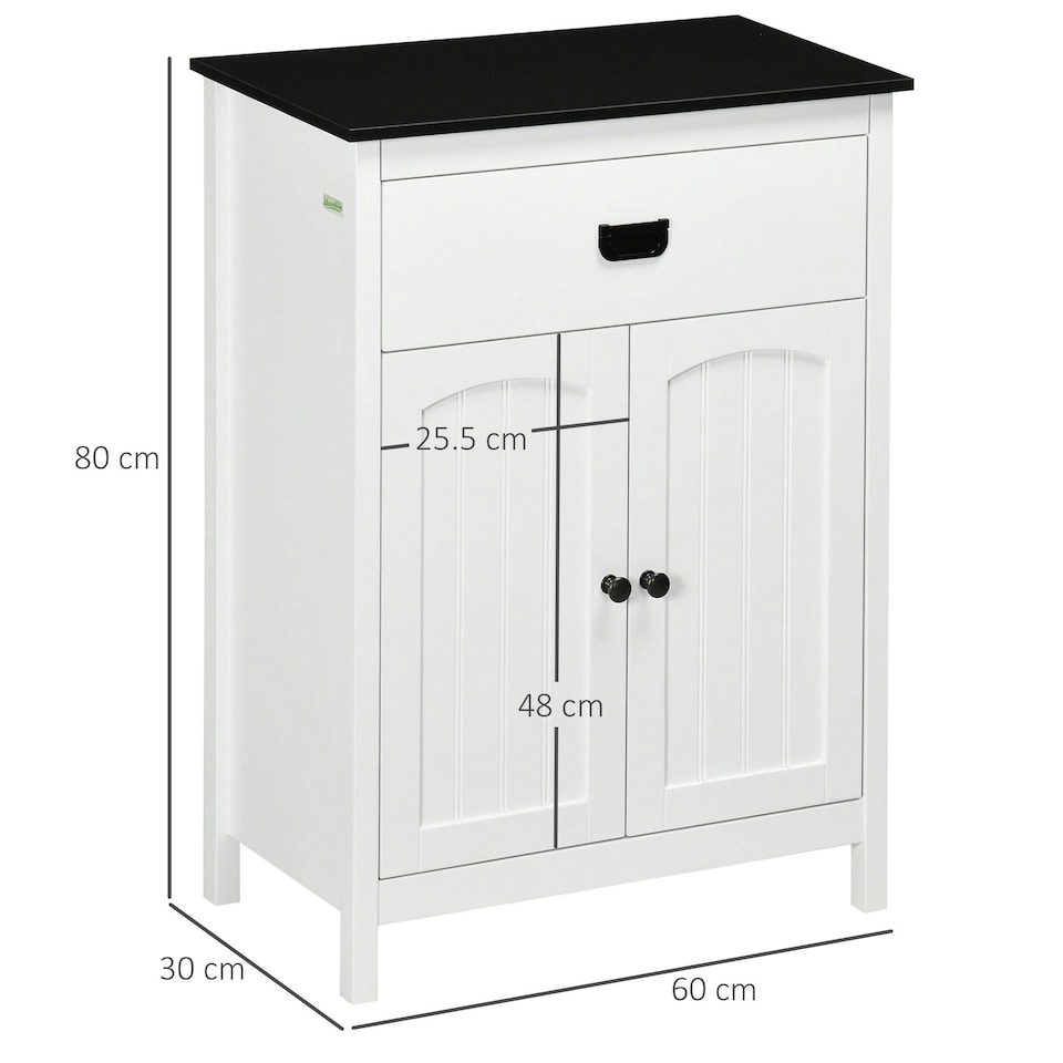 image 1 of kleankin Bathroom Storage Unit with Drawer Double Door Cabinet