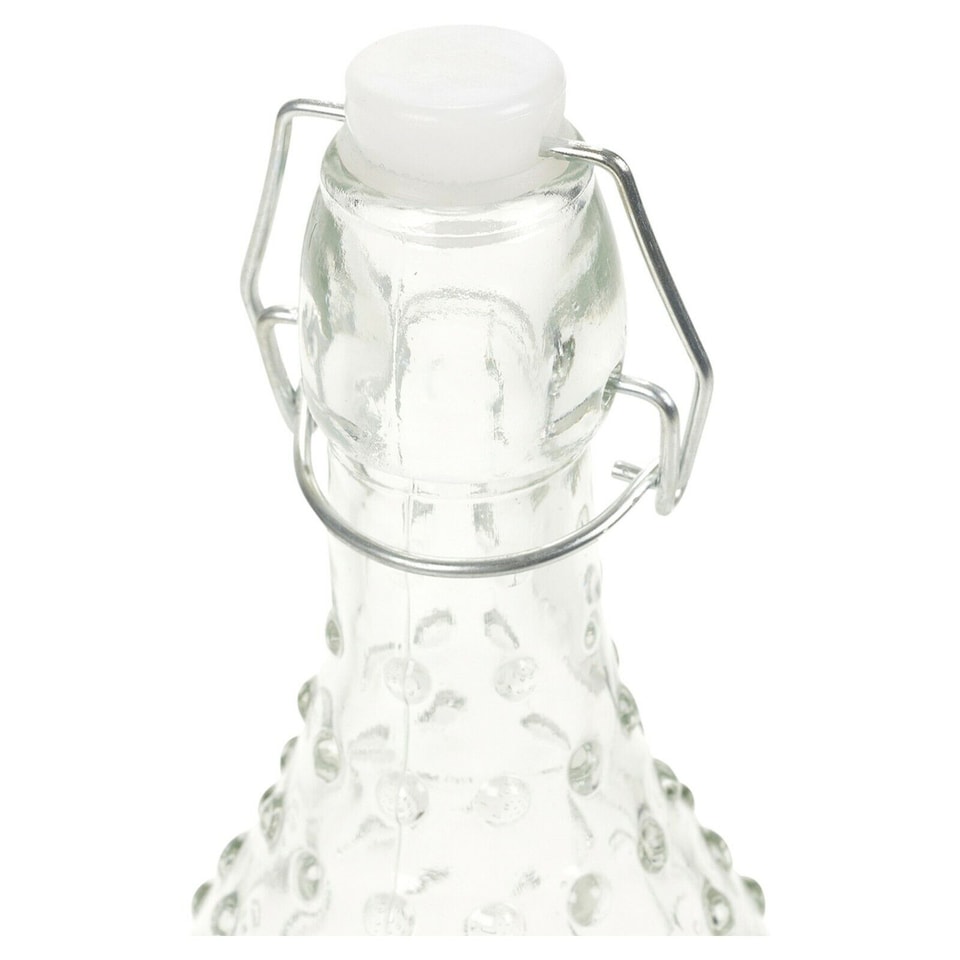 image 1 of 1L Clear Dotted Design Glass Swing Lid Bottle | Clear | 1L | 1