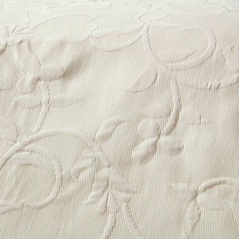 image 1 of Homescapes Cream Cotton Rich Floral Metelassé Pattern Bedspread - Double | Cream