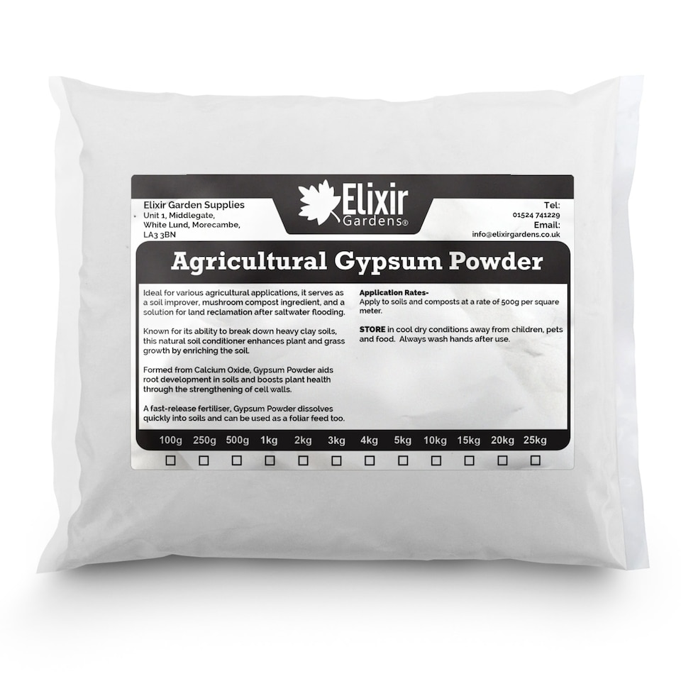 Elixir Gardens Gypsum Powder Calcium Sulphate 1kg Bag