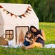 image 4 of COSTWAY Kids Play Tent Toddler Playhouse Tent with Padded Non-slip Mat-Beige