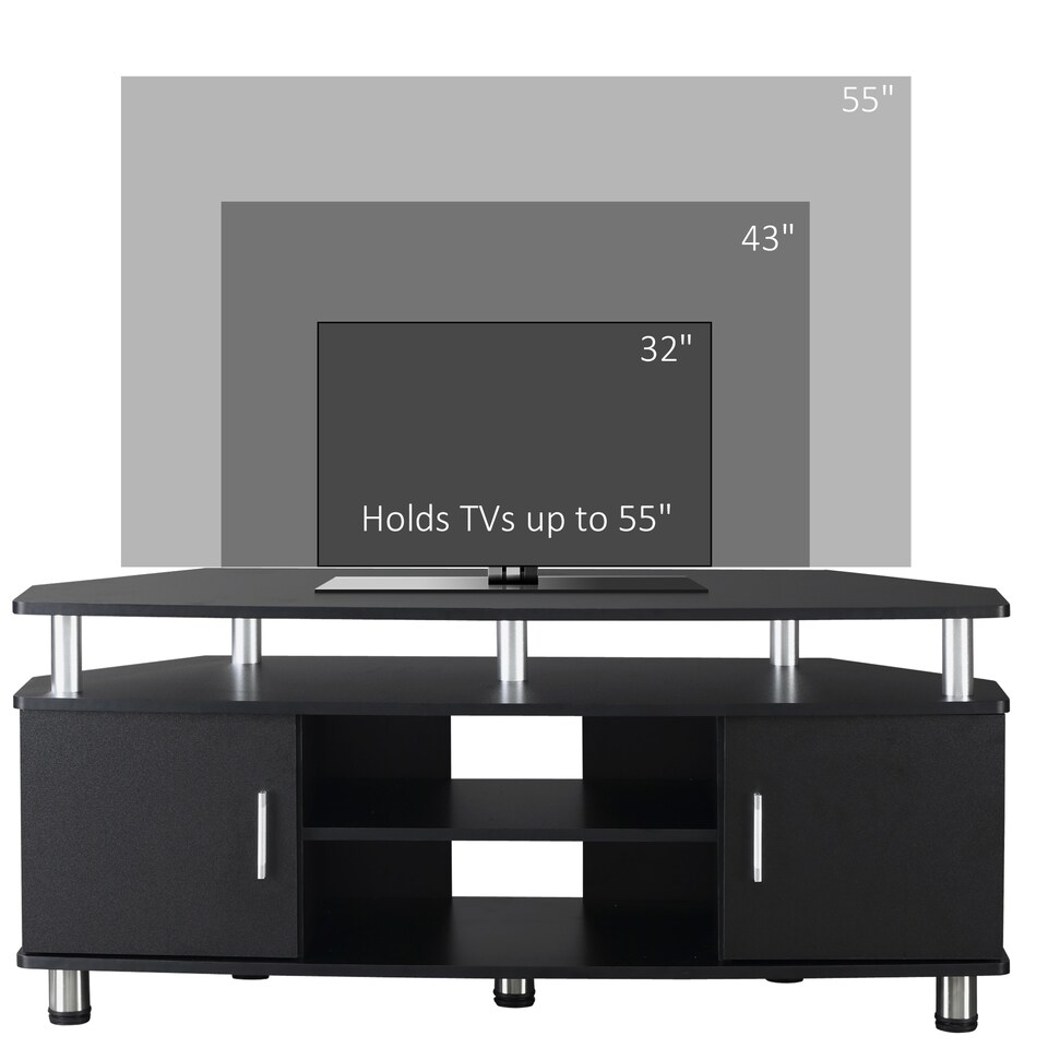 image 1 of HOMCOM TV Unit Cabinet for TVs up to 55 Inches with Storage Shelves and Cupboard, Entertainment Centre for Living Room, Black
