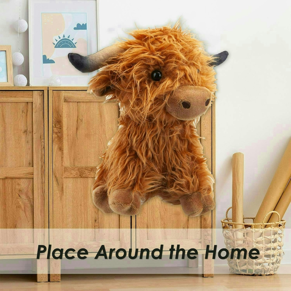 image 1 of Highlands Cow Soft Toy Cute Plushie Huggable Cuddly Stuffed Toy Gift 23cm Brown