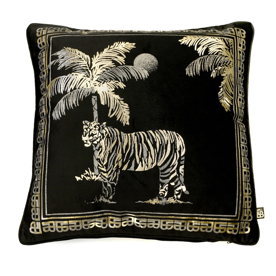 image 1 of Laurence Llewelyn-Bowen Tiger Tiger Filled Cushion Black