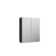Balterley Contemporary Bathroom Wall Hung 2 Door Mirror Cabinet | Grey | Satin Soft Black