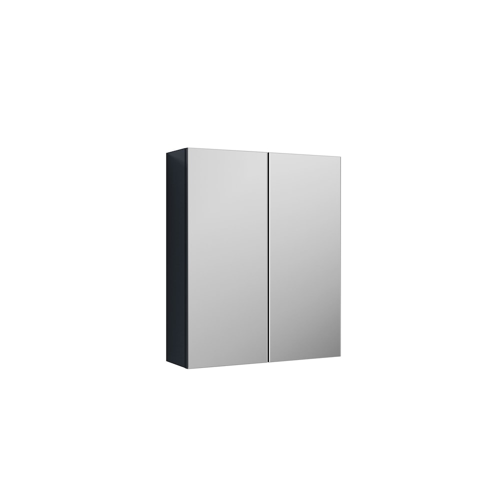 image 1 of Balterley Contemporary Bathroom Wall Hung 2 Door Mirror Cabinet | Grey | Satin Soft Black