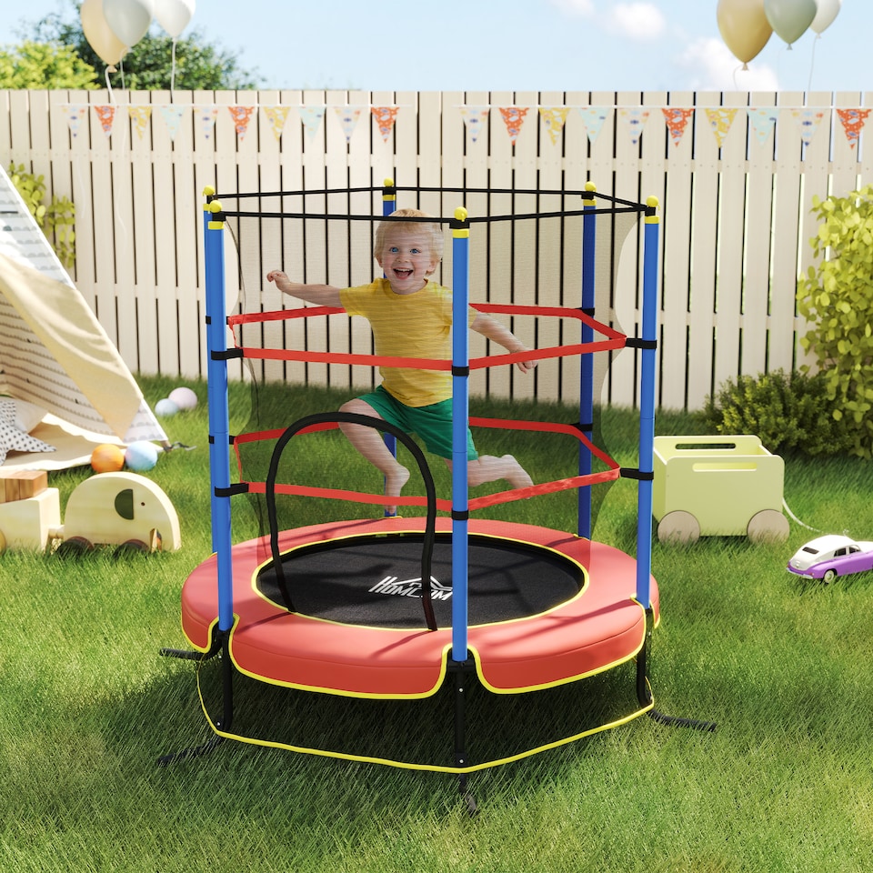 image 1 of HOMCOM Trampoline for Kids w Enclosure Net Built-in Zipper 3-10 Year