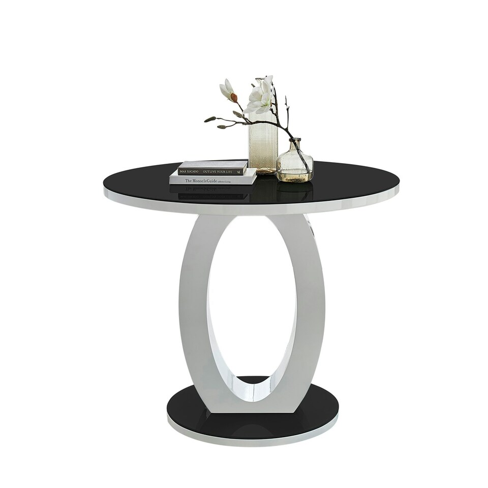 image 1 of Furniturebox Giovani High Gloss And Glass 100cm Round Dining Table