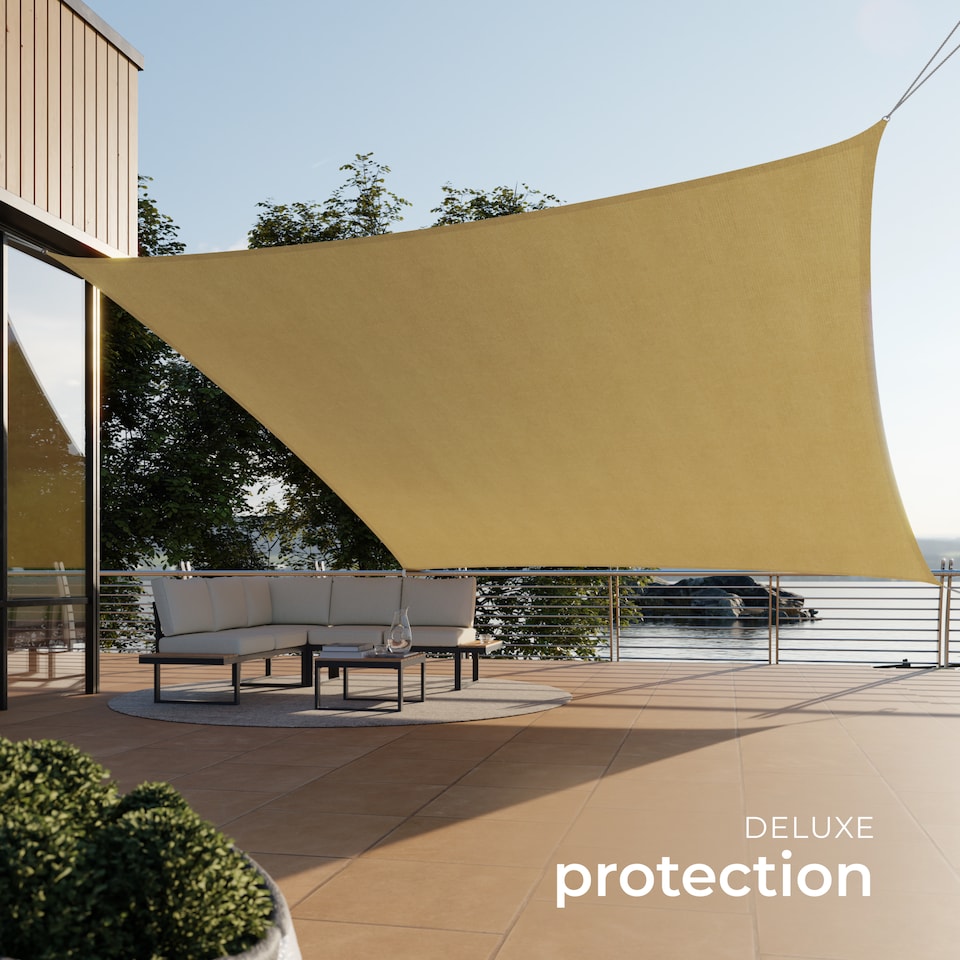 image 1 of Shade Sail - rectangular with UV protection 50, water-repellent | Cream | beige | 5 x 5 m | 1