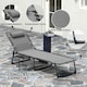 image 4 of Outsunny Folding Sun Lounger with 5-Level Reclining Back, Side Table, Beige 