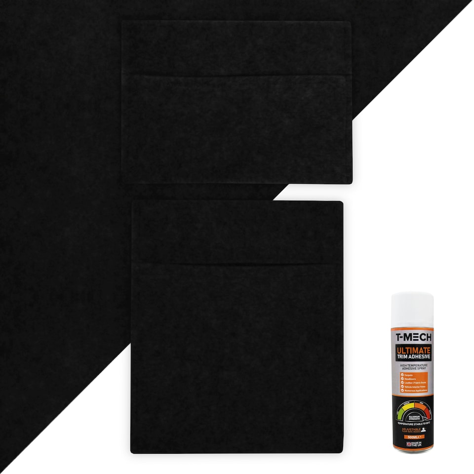image 1 of Black Van Carpet Lining, Storage Pouches & Adhesive Glue | Black