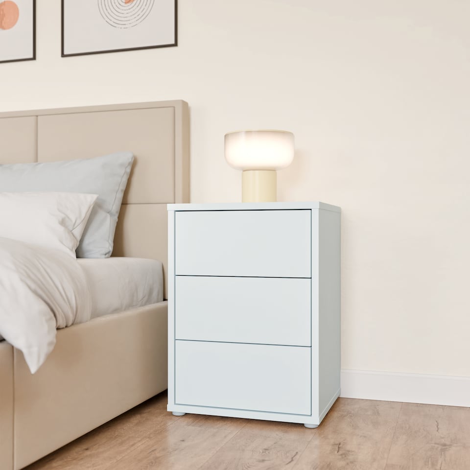 image 1 of Alice Springs Bedside Cabinet with 3 Drawers Push-to-Open in Light Grey