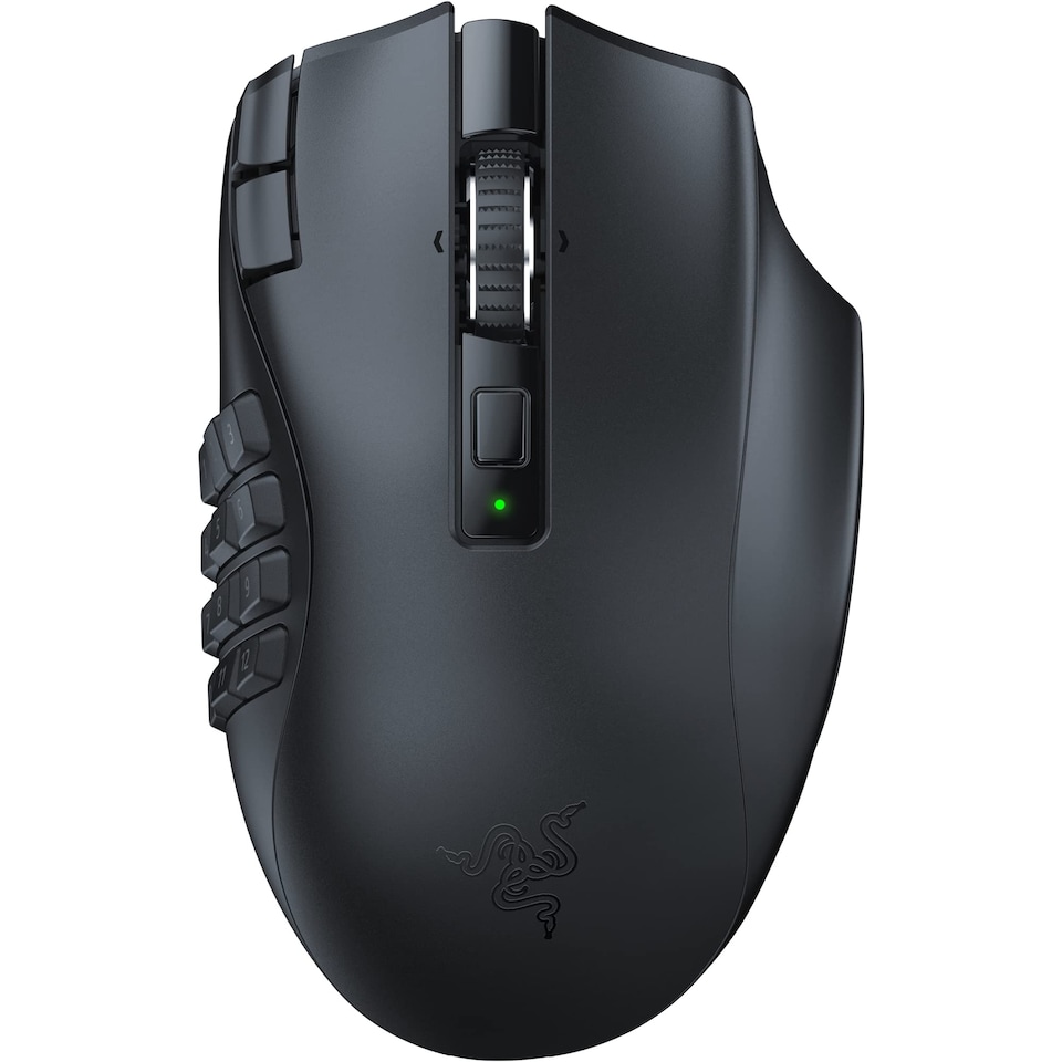 Naga V2 HyperSpeed - Ergonomic Wireless MMO Gaming Mouse (with 19 Programmable Buttons, HyperSpeed Wireless (2.4 GHz), Up to 250 Hours of Battery Life, Focus Pro 30K Optical Sensor) Black