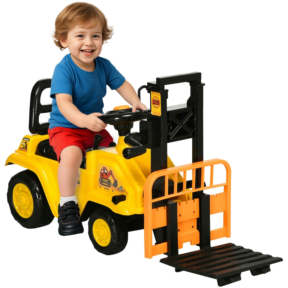 image 1 of HOMCOM Kids Ride-On Forklift Truck w/ Fork Tray, Under Seat Storage, Backrest