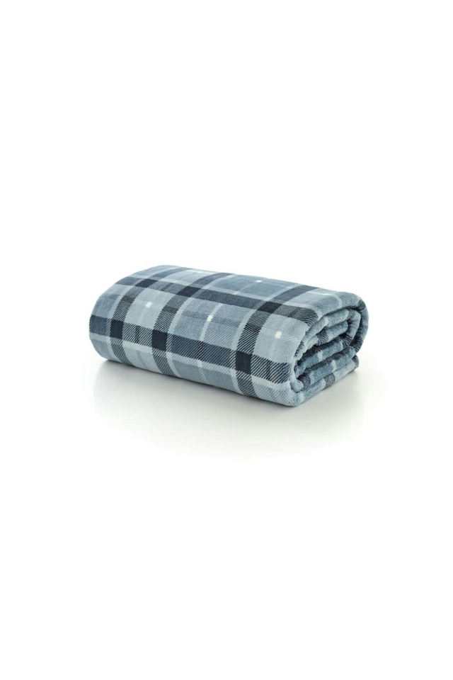 image 1 of Pheasant Check Throw – Navy Plush Blanket in 140 x 180cm Size | Blue | Navy | 1