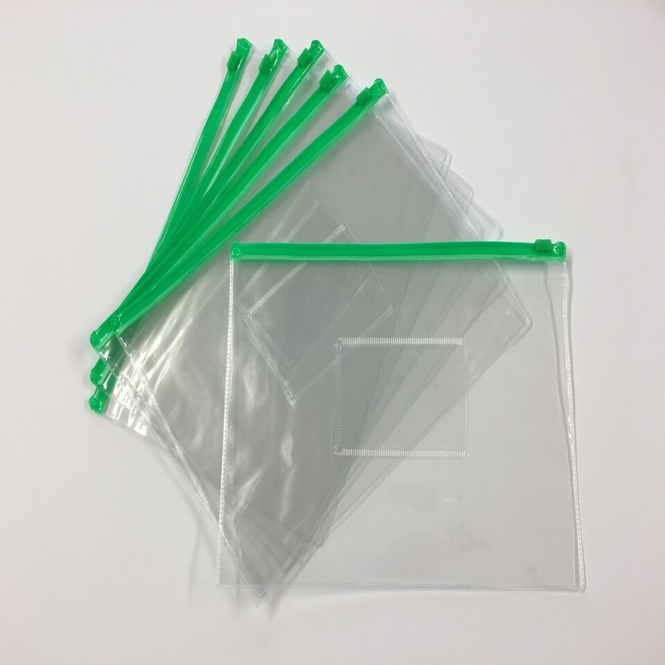 image 1 of Pack of 12 A5 Green Zip Zippy Bags