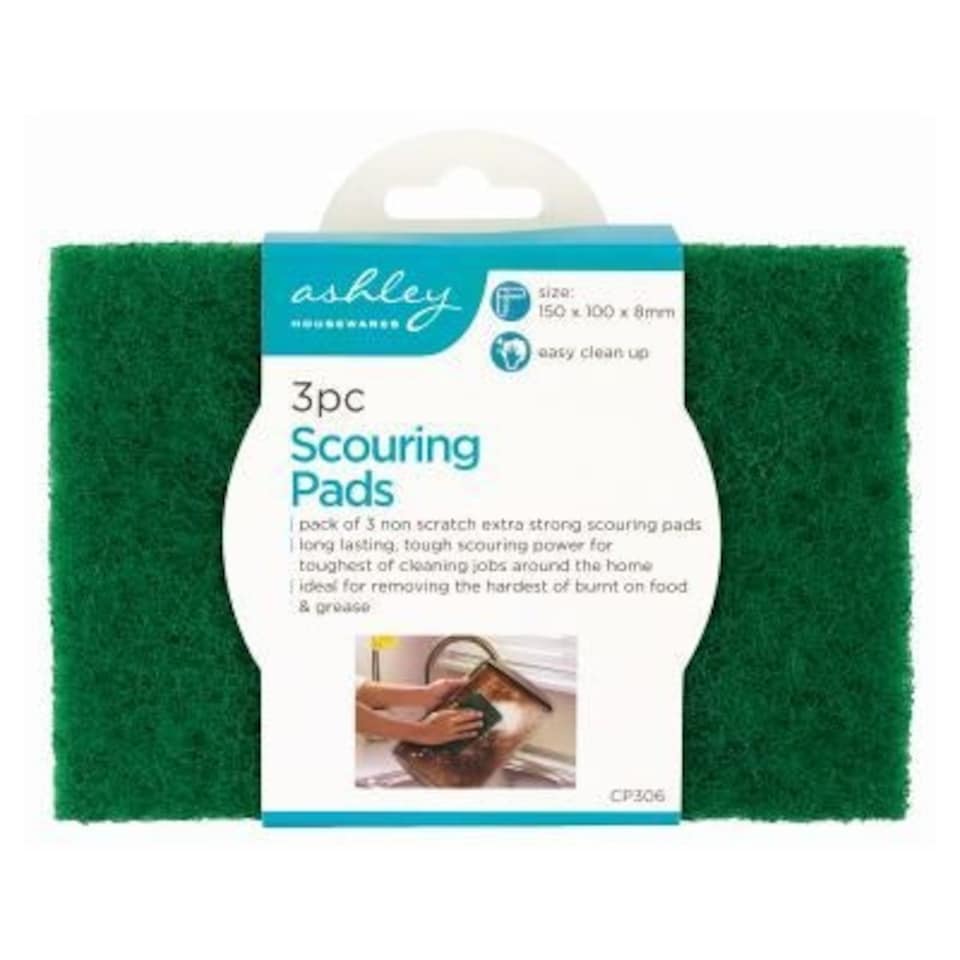 Ashley Heavy-Duty Scouring Pads - Green - Pack of 3 Green