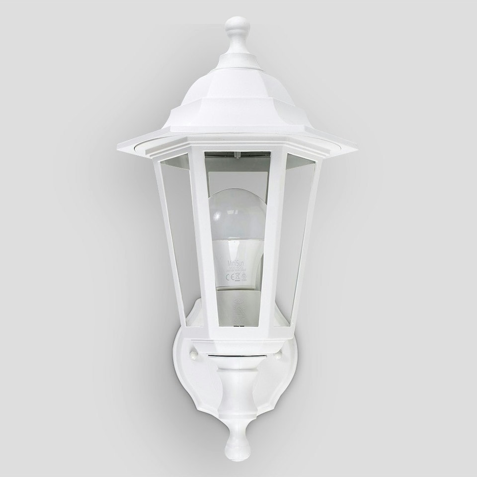 image 1 of ValueLights Traditional Style White Outdoor Security IP44 Rated Wall Light Lantern | White