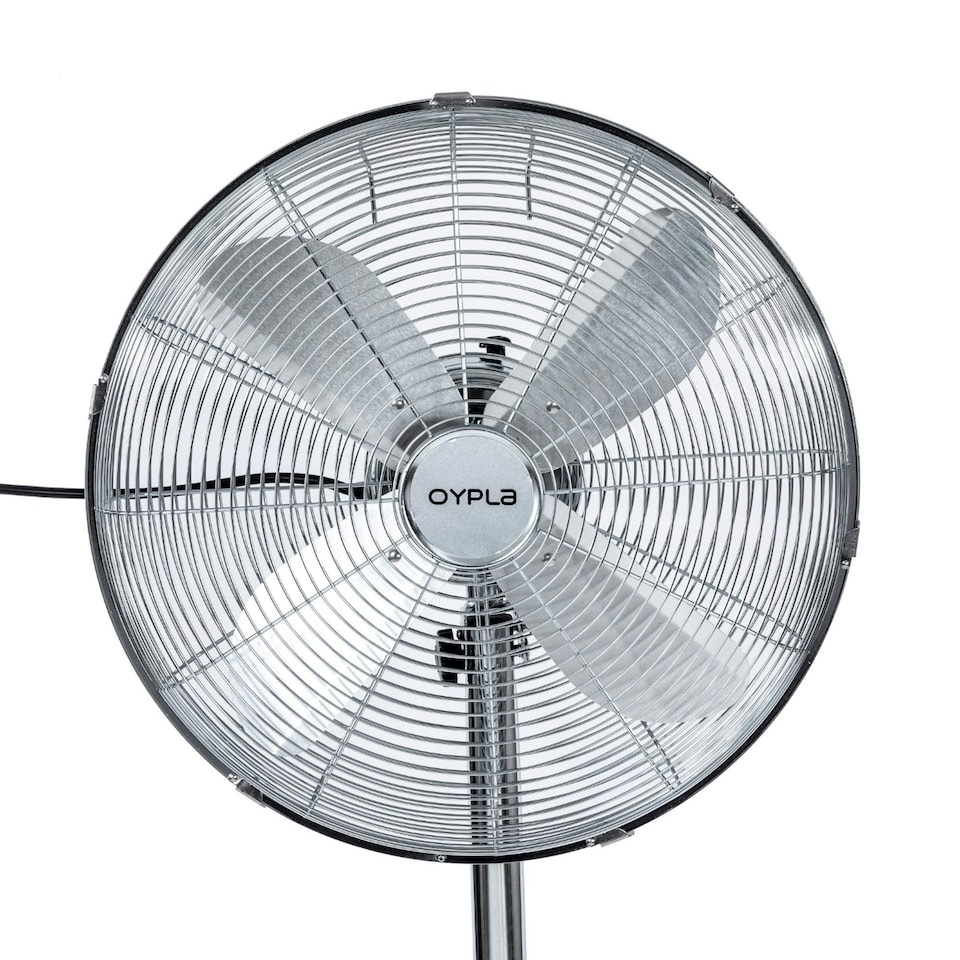 image 1 of Oypla Electrical 16" Inch 40cm Chrome Metal Pedestal 3 Speed Stand Fan Cooling