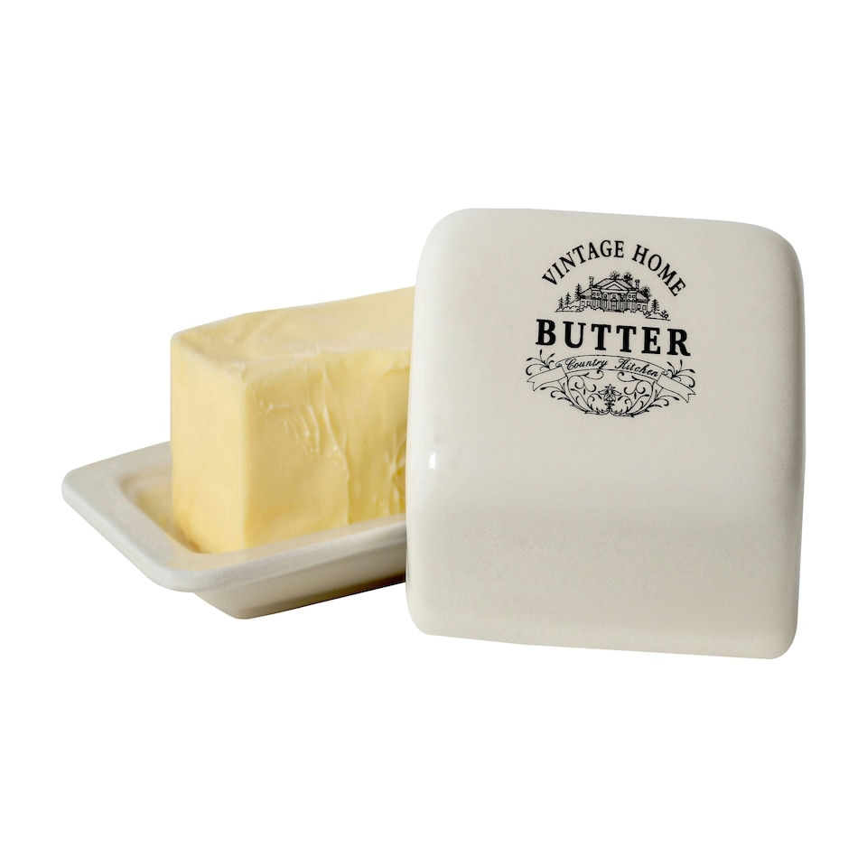 image 1 of Vintage Home Cream Butter Dish Cream