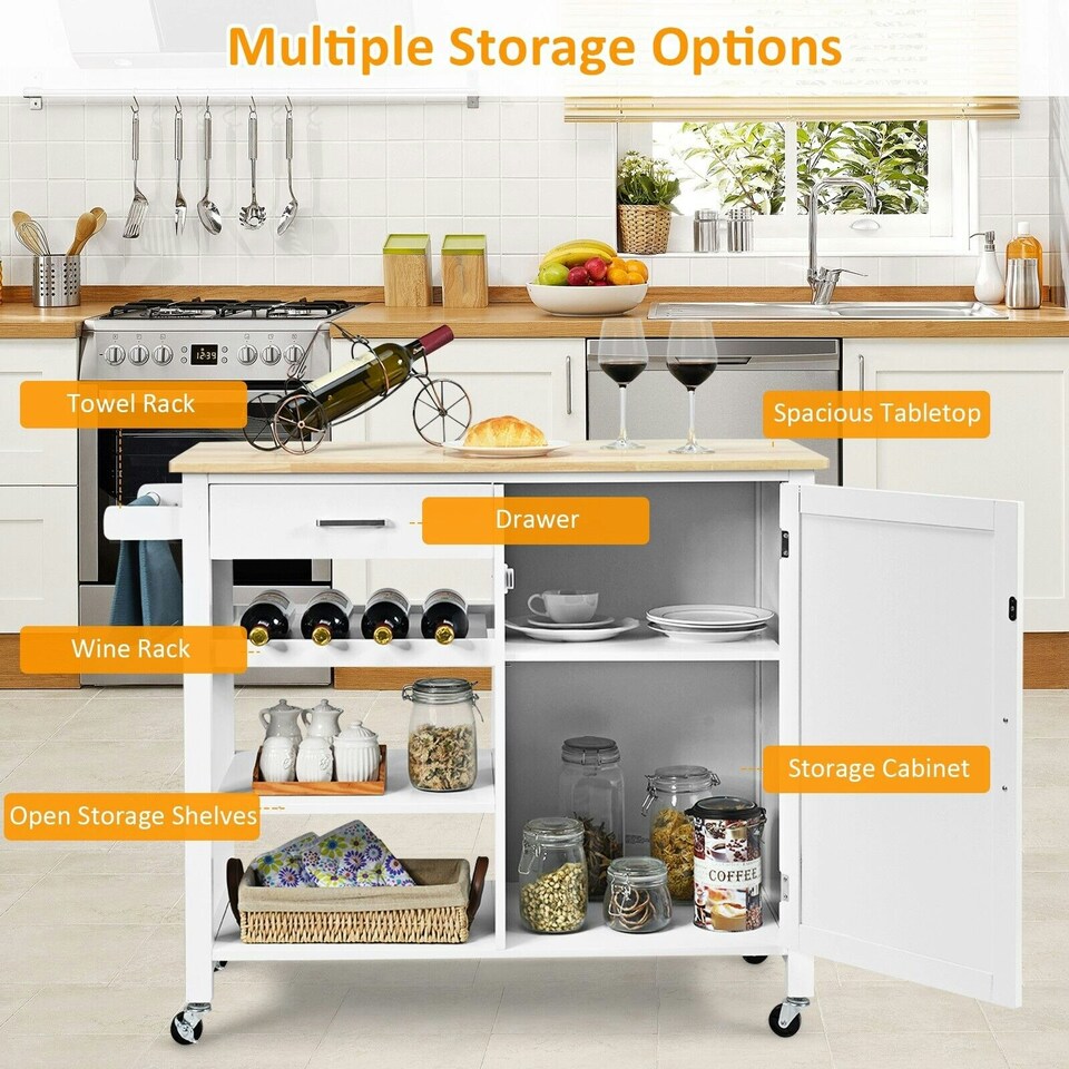 image 1 of COSTWYA Kitchen Island Storage Trolley Rolling Cart