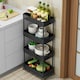 image 2 of Living and Home 4 Tiers Shelf  Trolley Cart Storage Rack for Kitchen & Bathroom - Black