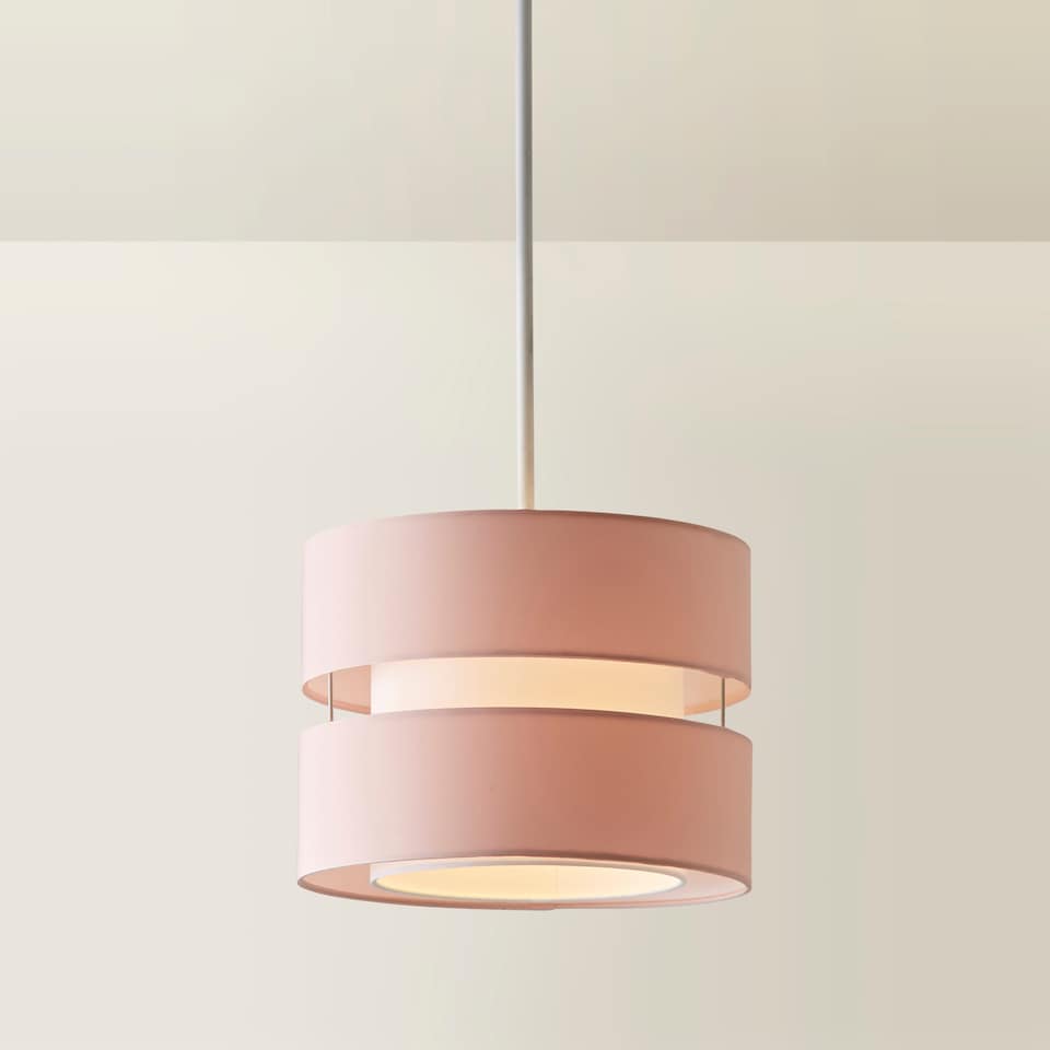 image 1 of ValueLights Sophia Small Blush 2 Tier Ceiling Light Shade & Bulb | Pink