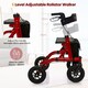 image 7 of COSTWAY Height Adjustable Foldable Rolling Walker with Seat Red
