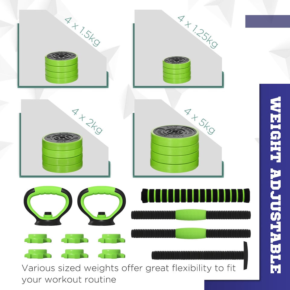 image 1 of SPORTNOW Weight Dumbbells Set, Barbell, Kettlebell, Push Up Stand, 40kg