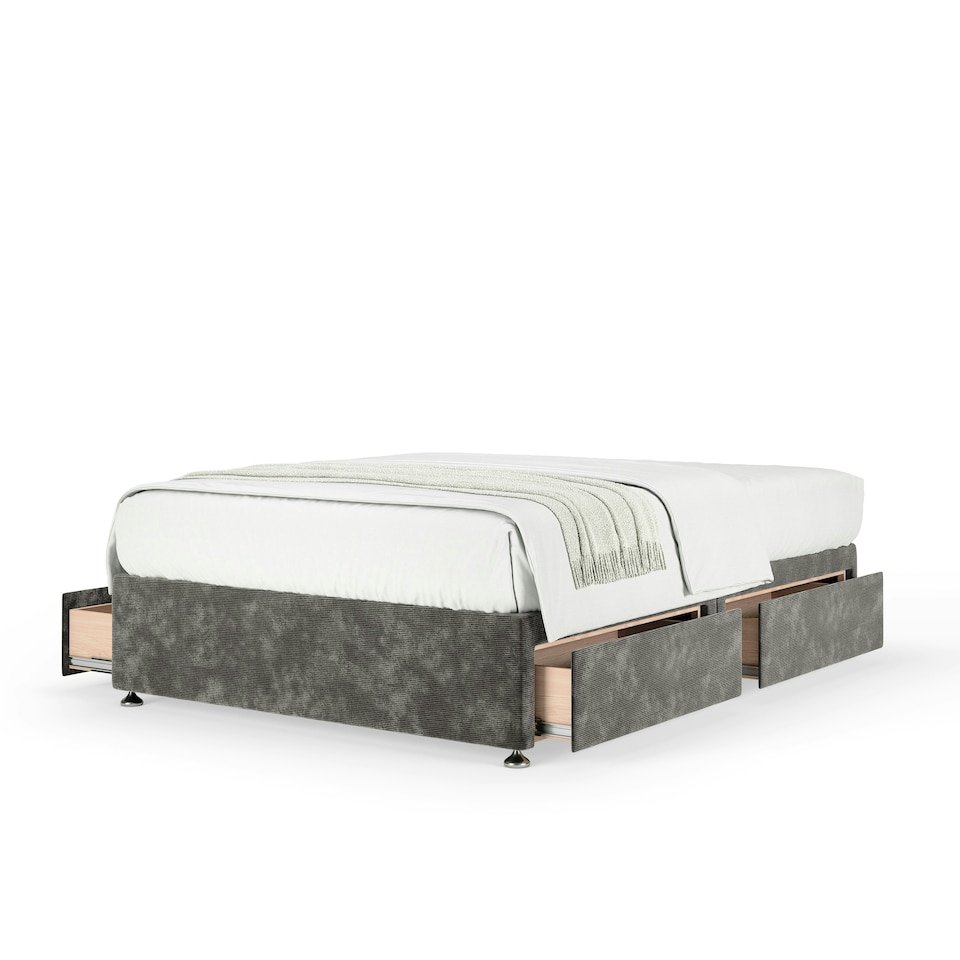 image 1 of Memory Maestro Memory Foam Charcoal Chenille 4 Drawer Divan Set Small Double