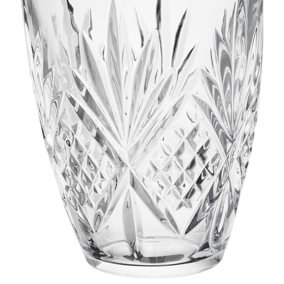 image 1 of Interiors By Premier Modern Crystal Scalloped Vase,Unique Clear Embossed Cylinder Vase,Fluted Design Decorative Vase  For Décor Clear