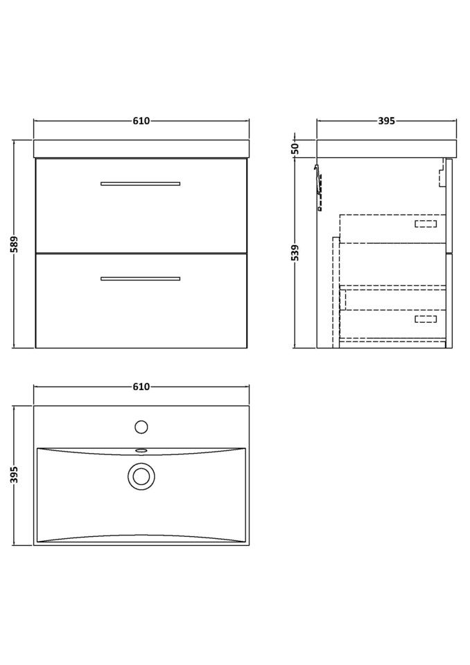image 1 of Balterley Contemporary Bathroom 2 Soft Close Drawer & Thin-Edge Vanity Unit Basin - Basin | White | Gloss White
