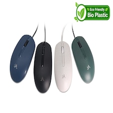 Accuratus Bio M100 Mouse - USB Wired Full Size Biodegradable Plant Based Resin Mouse - Charcoal Black