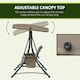image 3 of Outsunny 3 Seat Metal Fabric Balcony Patio Swing Chair Brown