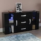 image 2 of Vida Designs Astro 2 Door 3 Drawer LED Sideboard Buffet Cabinet Storage, Black