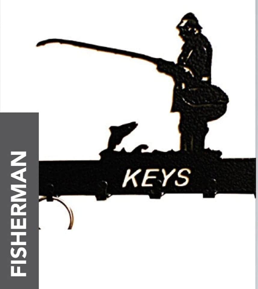 Poppyforge Fisherman Key Holder - Rack - Solid Steel - W15 x H9 cm in Black