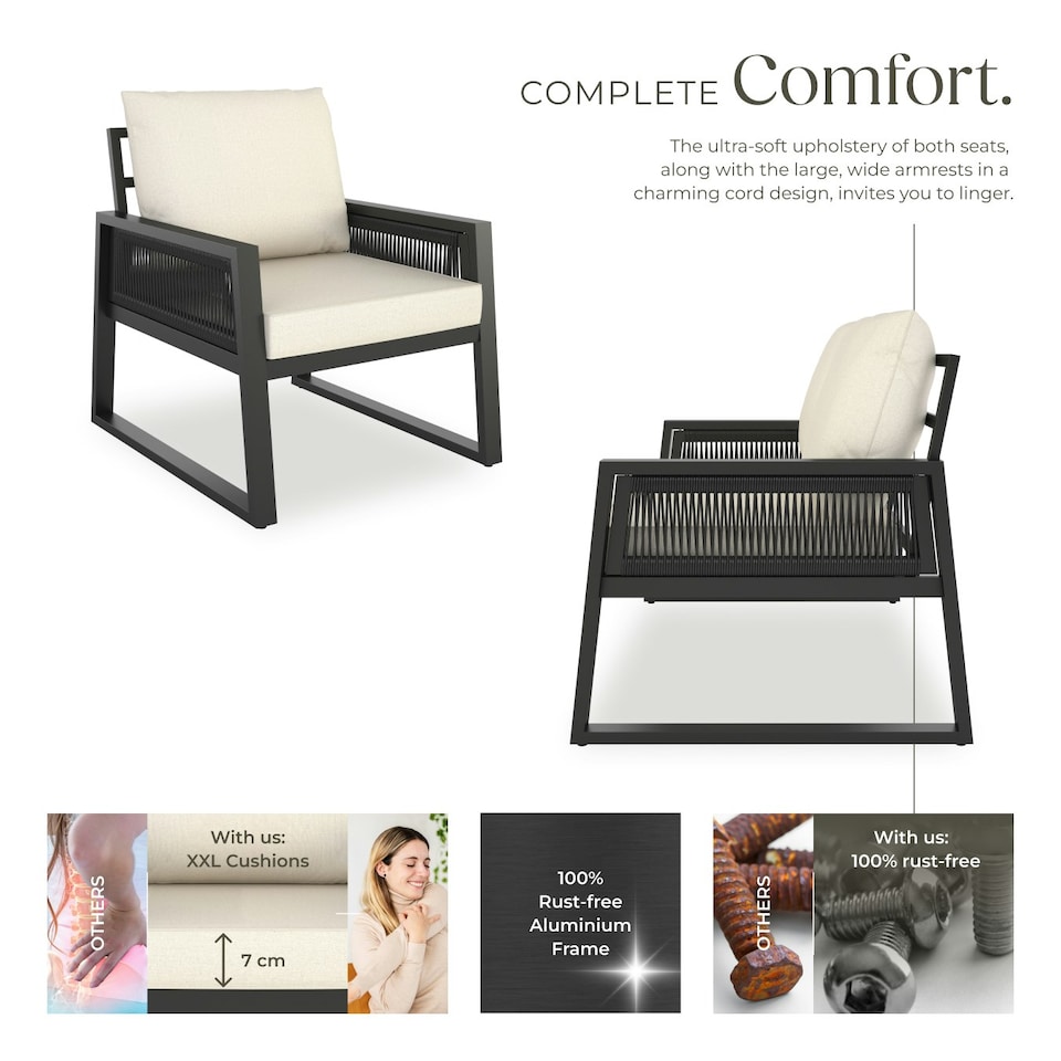 image 1 of Garden Furniture Set Captive - aluminium frame, elastic cord sides - 2 Armchairs