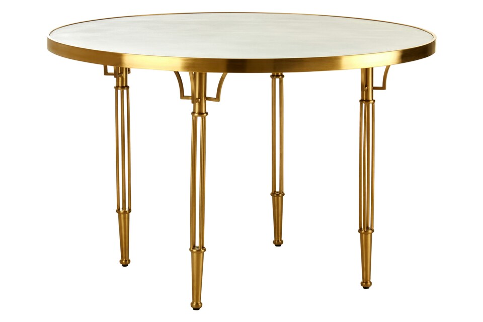 image 1 of Orsina Stylish Dining Table, Concrete Plywood Top Table For Breakfast, Brushed Gold Metal Legs Table For Dinner