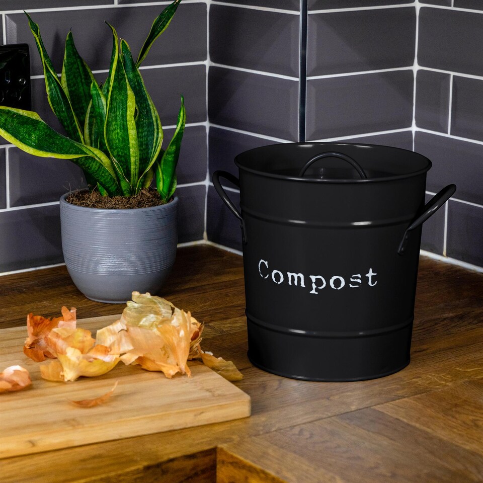 image 1 of Harbour Housewares Vintage Metal Kitchen Compost Bin - Black | Black | Black | One Size