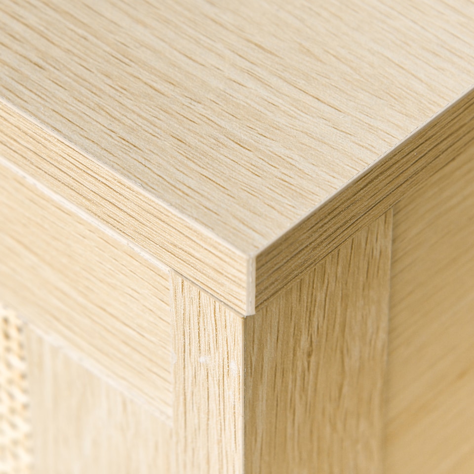 image 1 of HOMCOM Nightstand with Rattan Drawer and Storage Shelf, Bedside End Table for Bedroom, Living Room