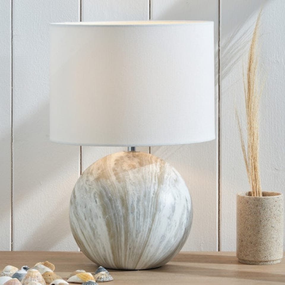 image 1 of Grey Stone Effect Ceramic Table Lamp