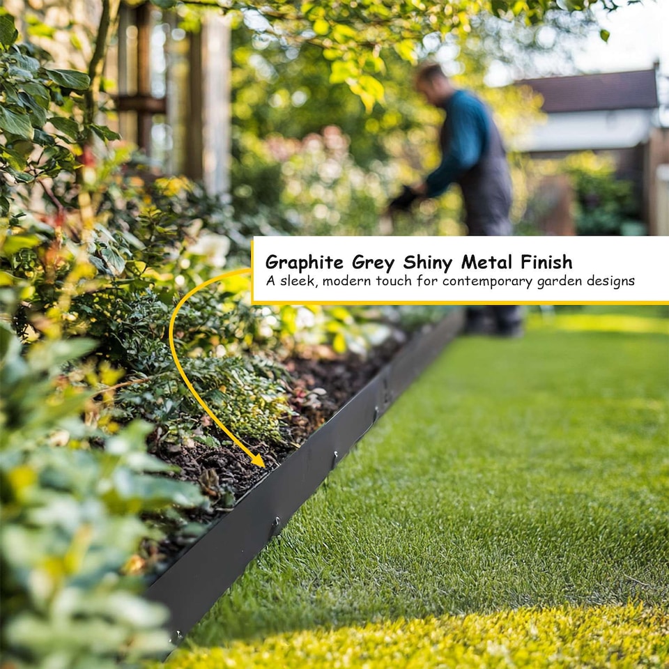 image 1 of 5 x Metal Garden Lawn & Border Edging - Face Height 6.5cm