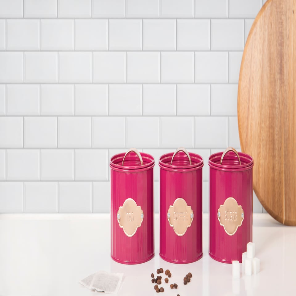 image 1 of KitchenCraftt Tea Coffee Sugar Canister Set Purple