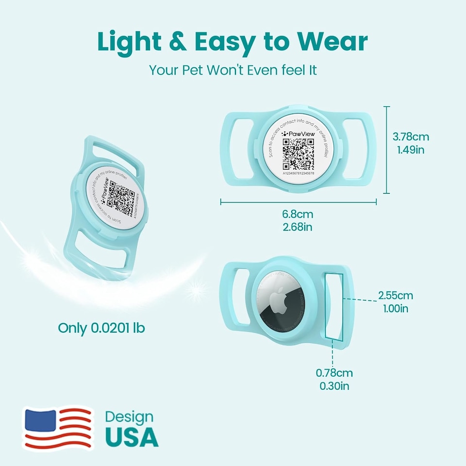 image 1 of AirTag Dog Collar Holder & Free App Pet Tracker Smart QR ID