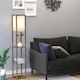 image 6 of HOMCOM Floor Lamp Reading Lamp with 3-Tier Storage Shelf for Home Office Brown