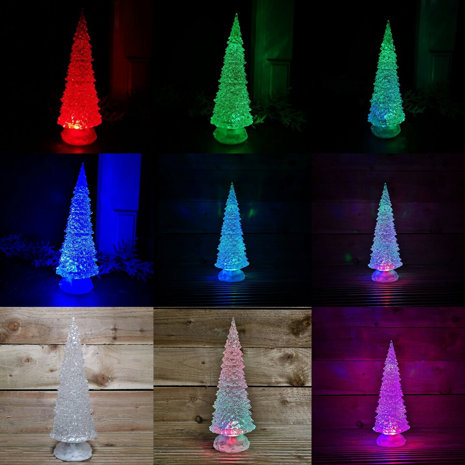image 1 of 30cm Dual Power Water Spinner Christmas Tree with Timer & Colour Changing LED's