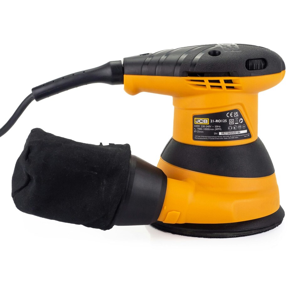 image 1 of JCB 320W Electric Random Orbital Sander 125mm 5'', 3 x Sanding Sheets, 3m Cable 21-RO125