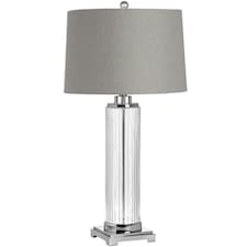 Hill Interiors Roma Glass Table Lamp - Grey/Clear/Silver - One Size