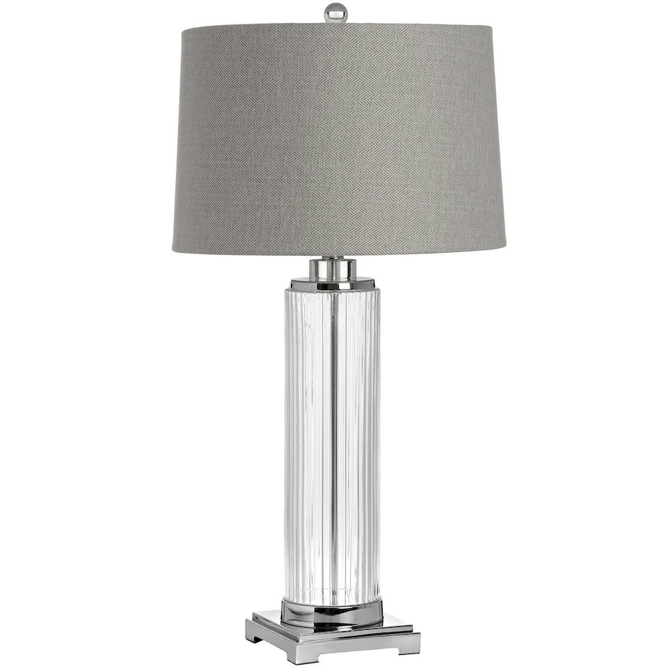 Hill Interiors Roma Glass Table Lamp - Grey/Clear/Silver - One Size
