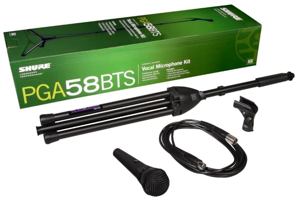 image 1 of SHURE - Cardioid Dynamic Vocal Microphone on Tripod with Accessories